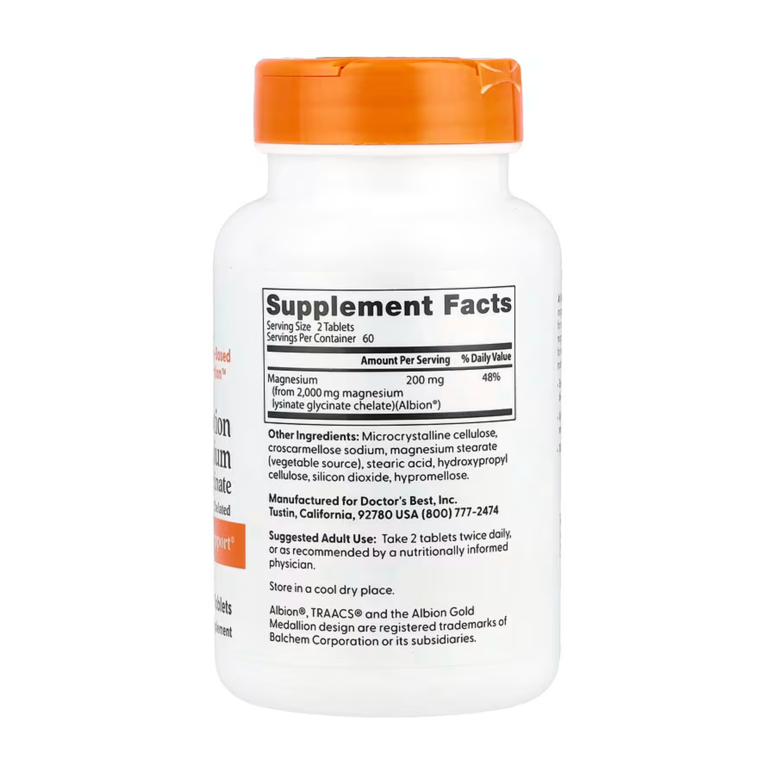 Doctor's Best Magnesium Glycinate High Absorption Chelated 200mg - 120 pcs Tablets - Made in USA_img_1