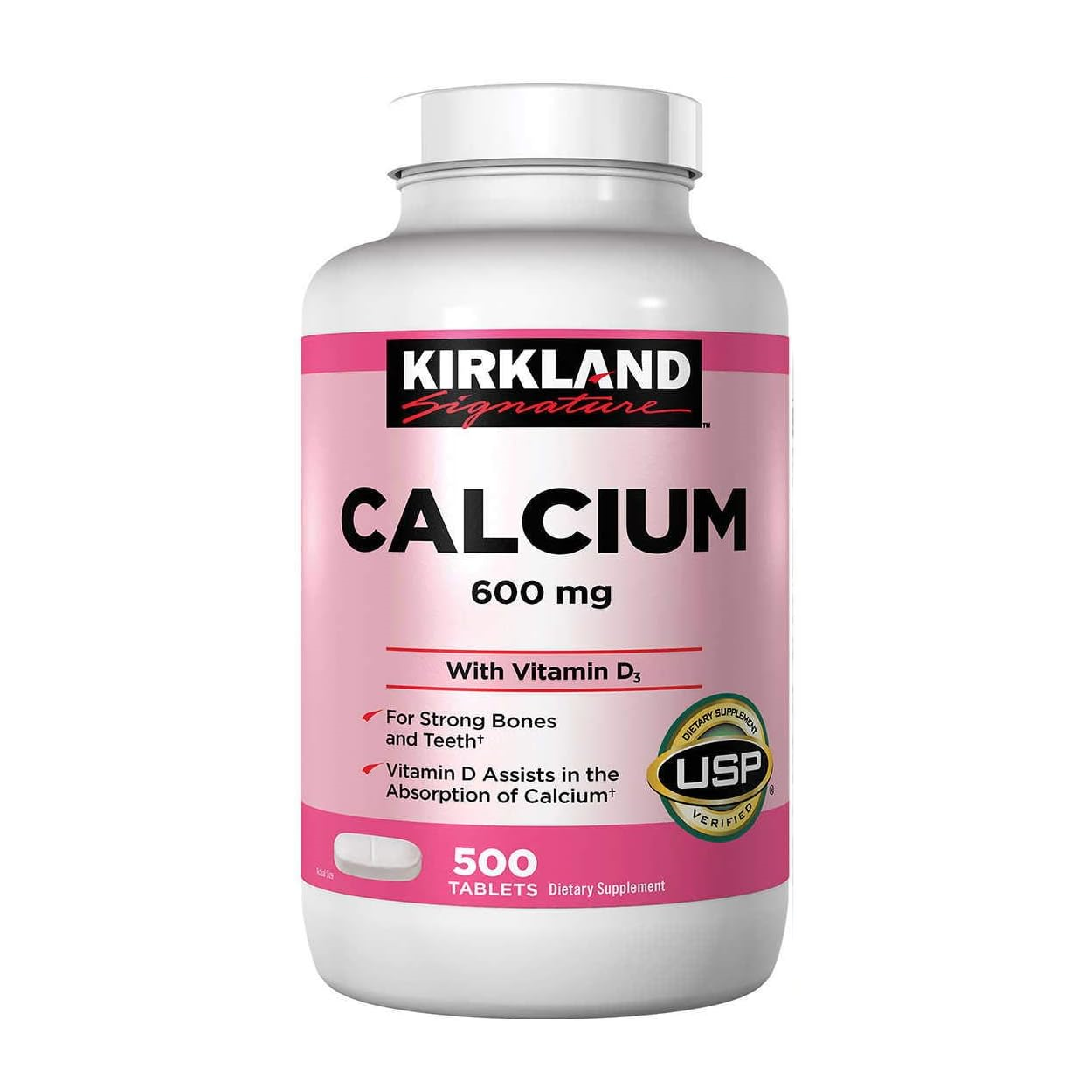 Kirkland Signature Calcium 600 mg with Vitamin D3 - 500 Tablets - Made in USA