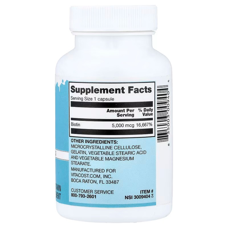 Vitacost Biotin 5000 mcg 120 Capsules - Made in USA_img_1
