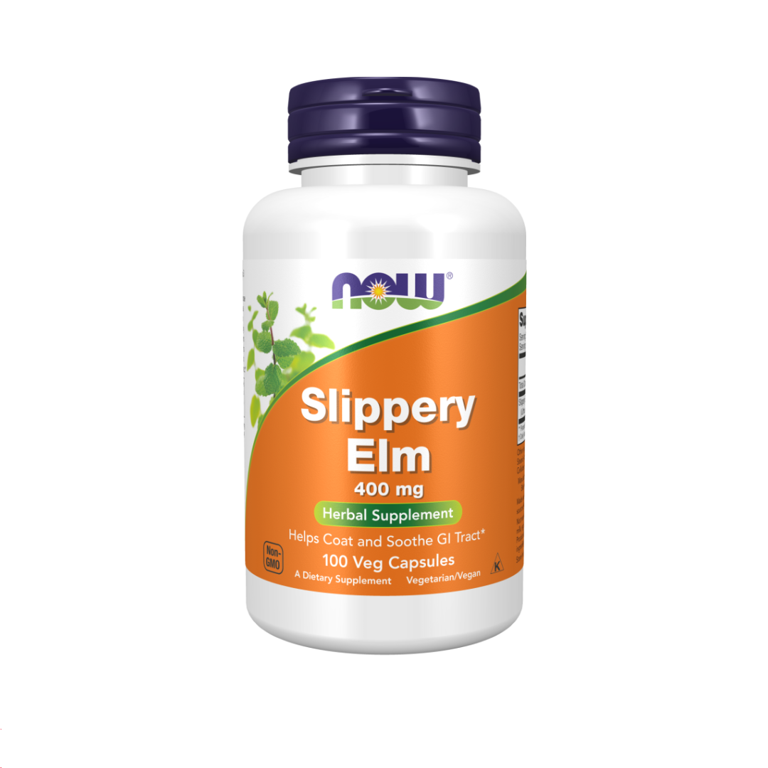 NOW Slippery Elm 400 mg 100 Capsules - Made in USA