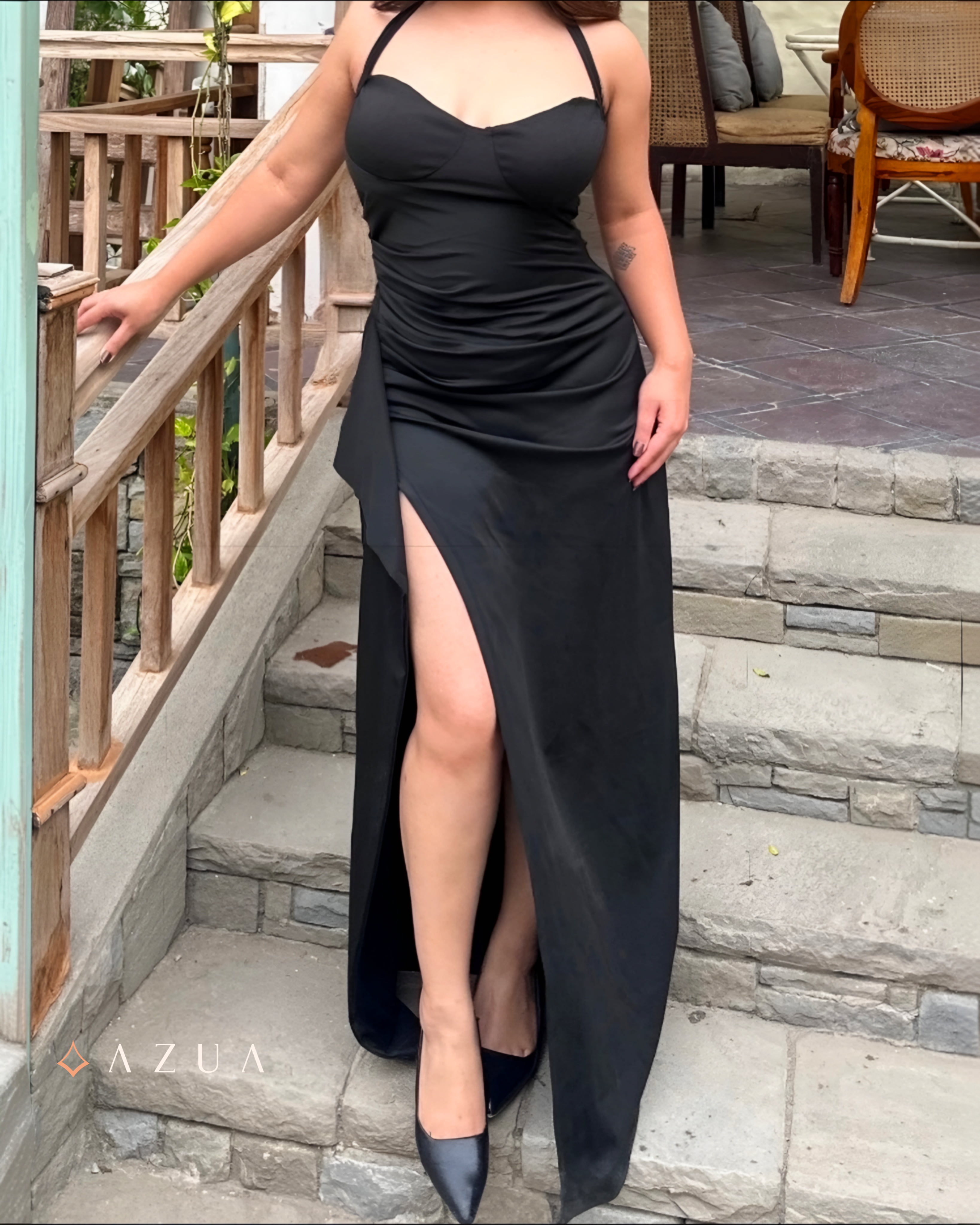 Halter Neck High Side Slit Maxi Dress_img_3