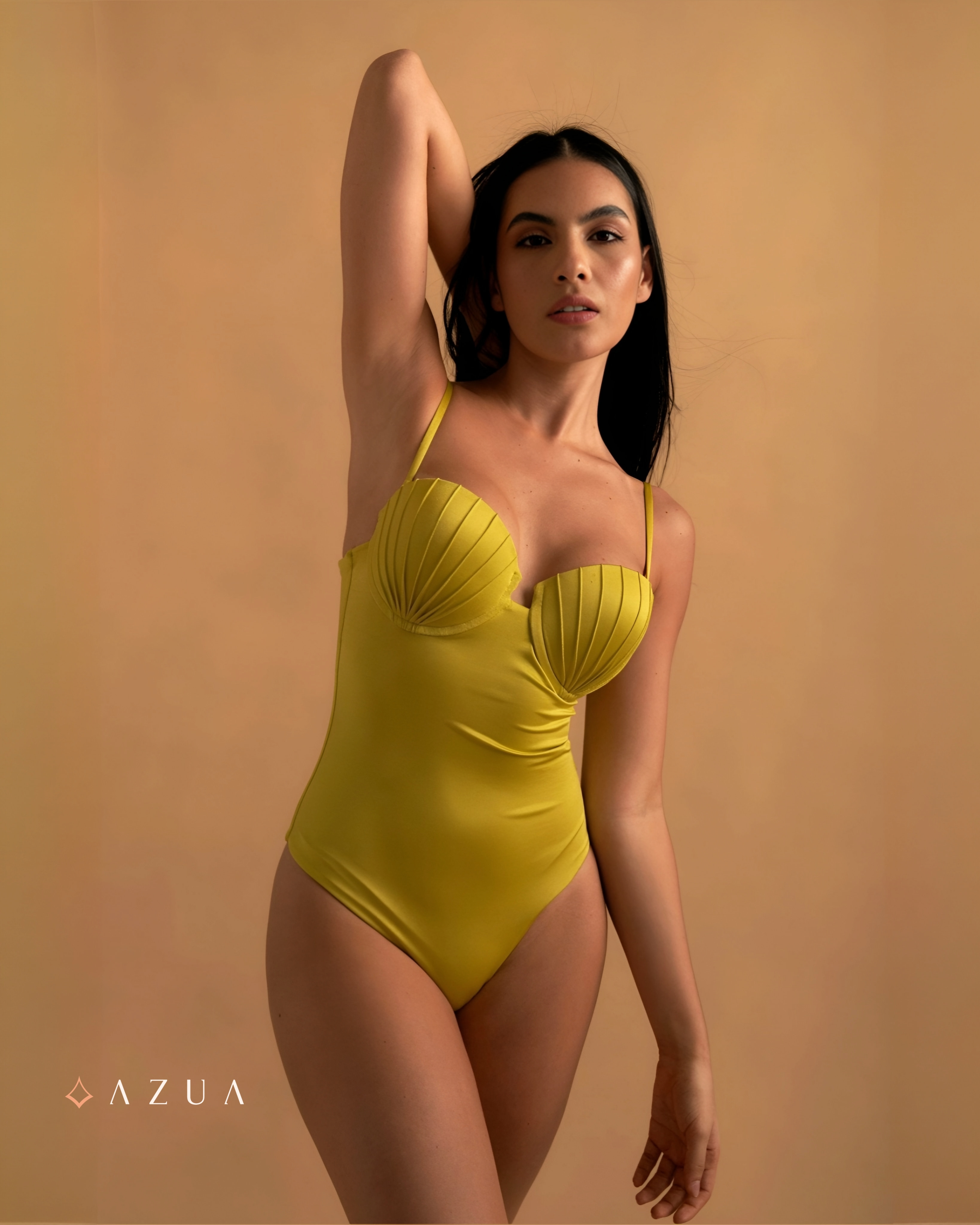 Trope Luxe Swimsuit With Coverup In Yellow_img_1