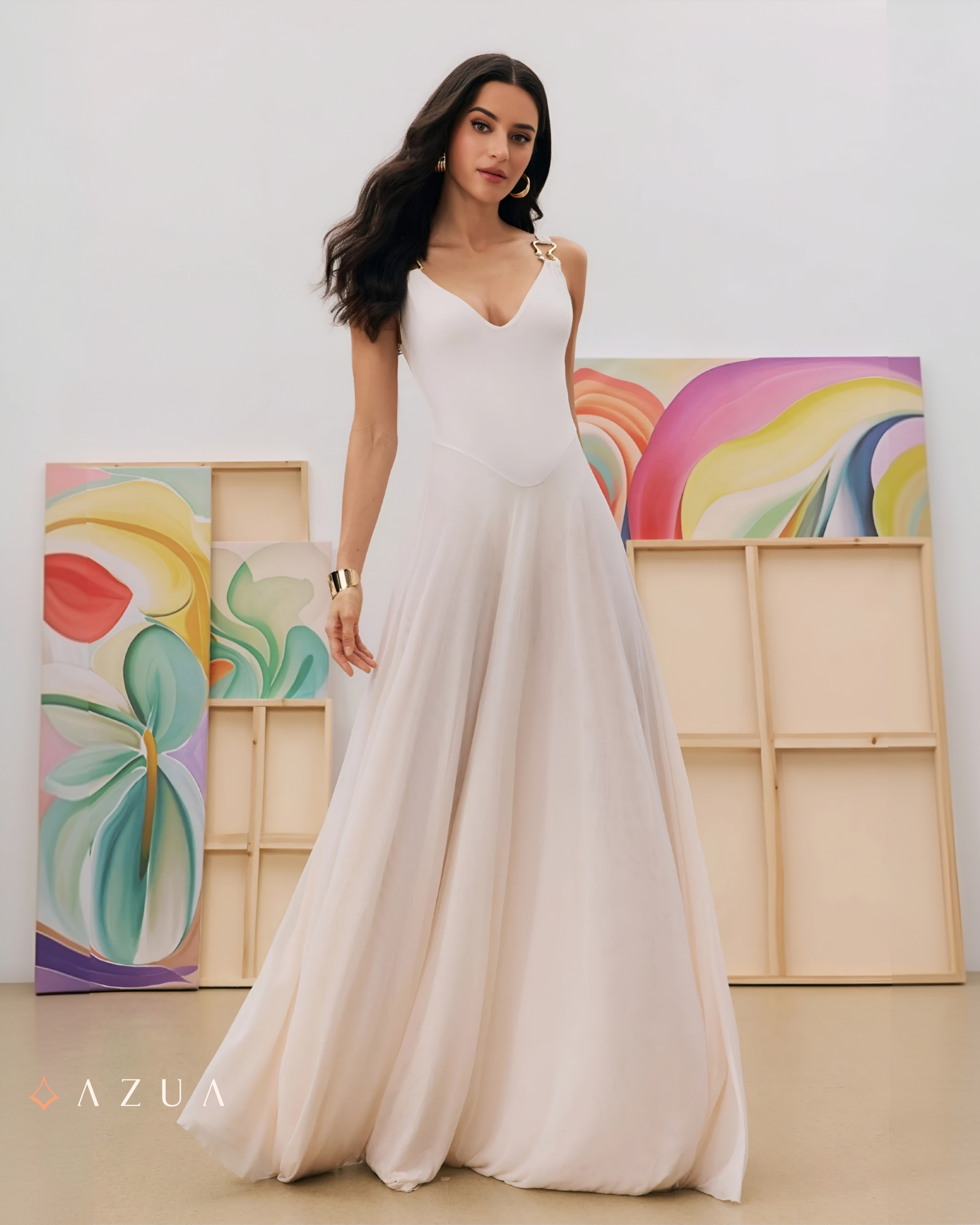 Julie Plunge Neck Semi-sheer Mesh Dress