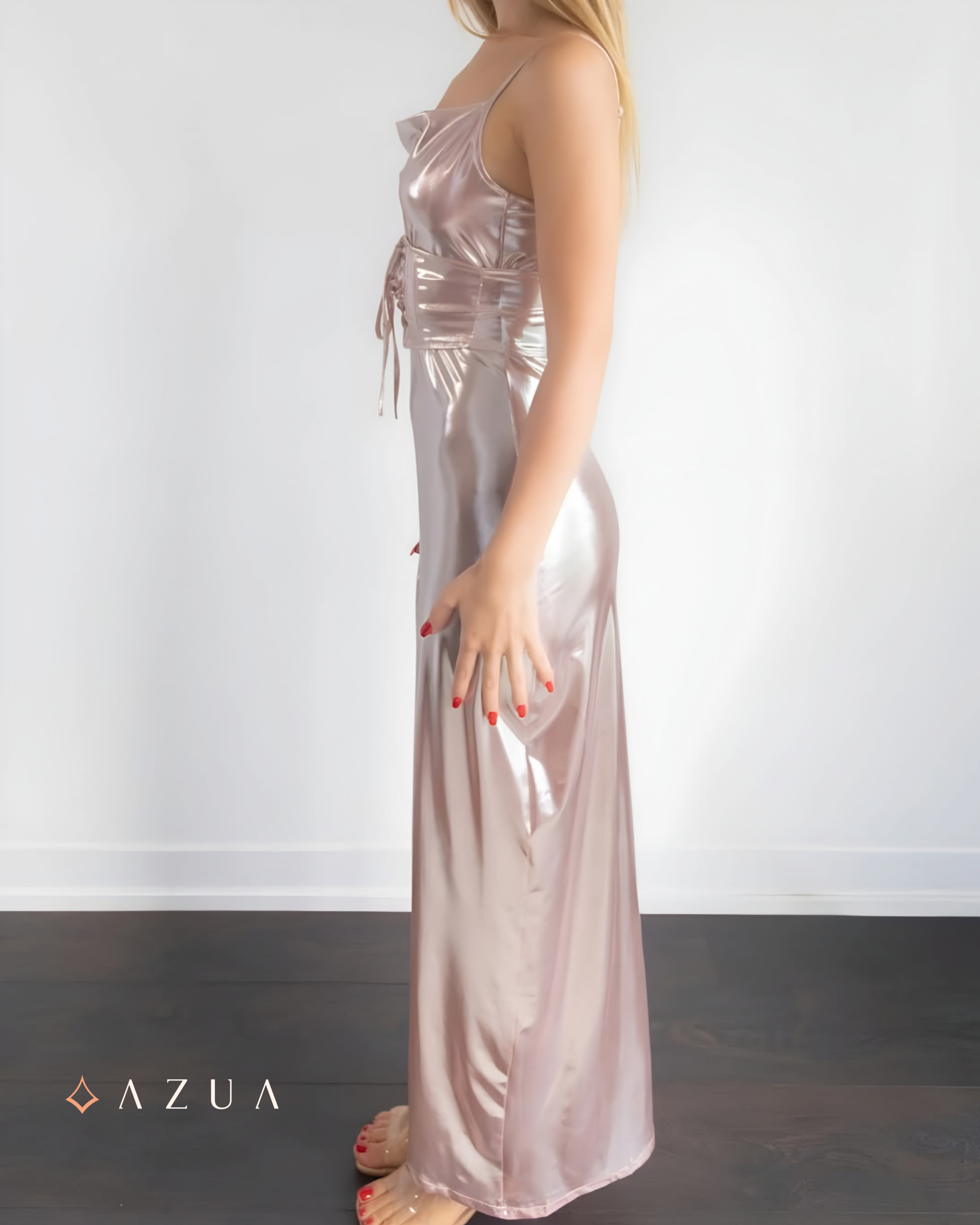 Serena Lace-Up Satin Maxi Dress_img_2
