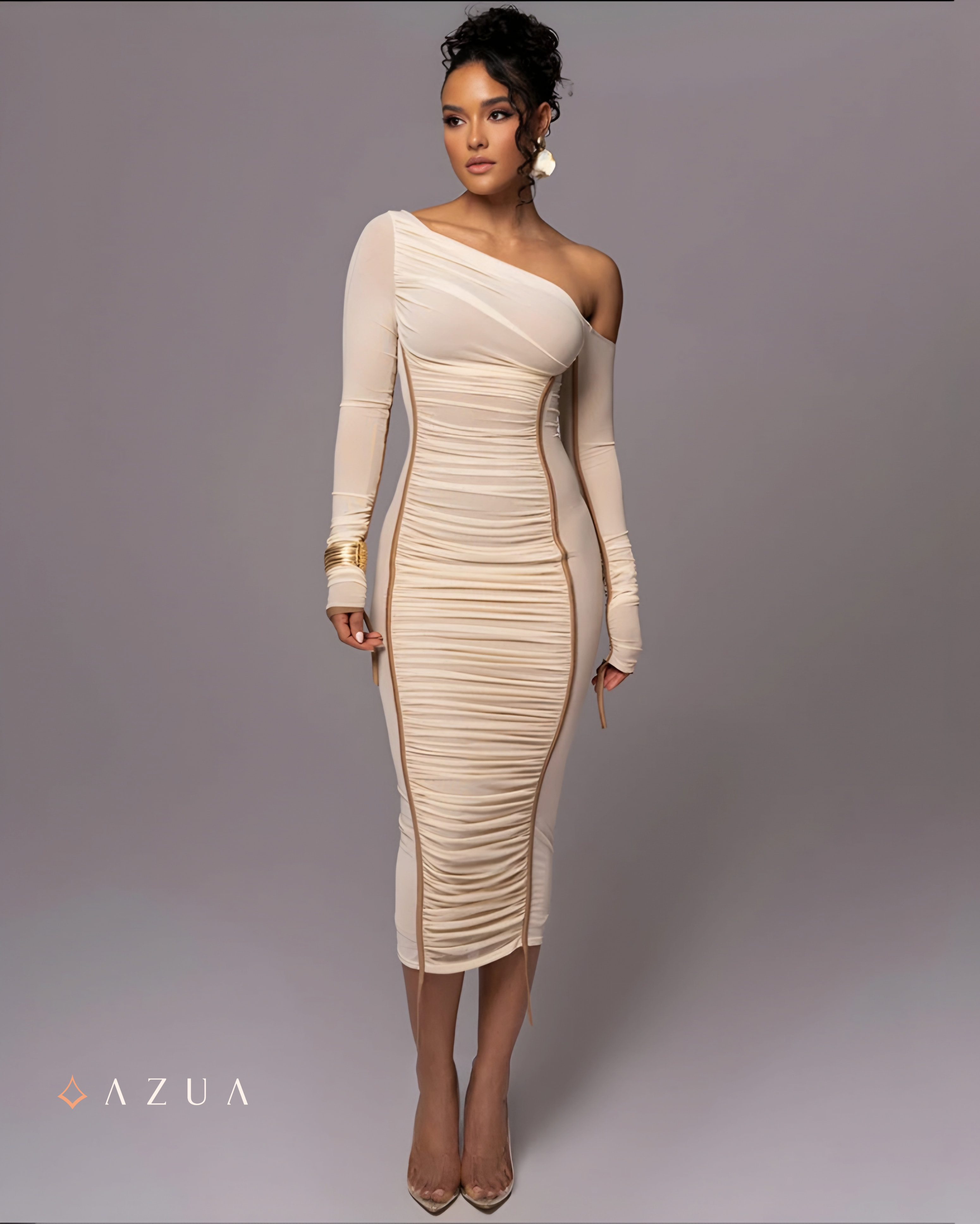 One Shoulder Ruched Bodycon_img_0