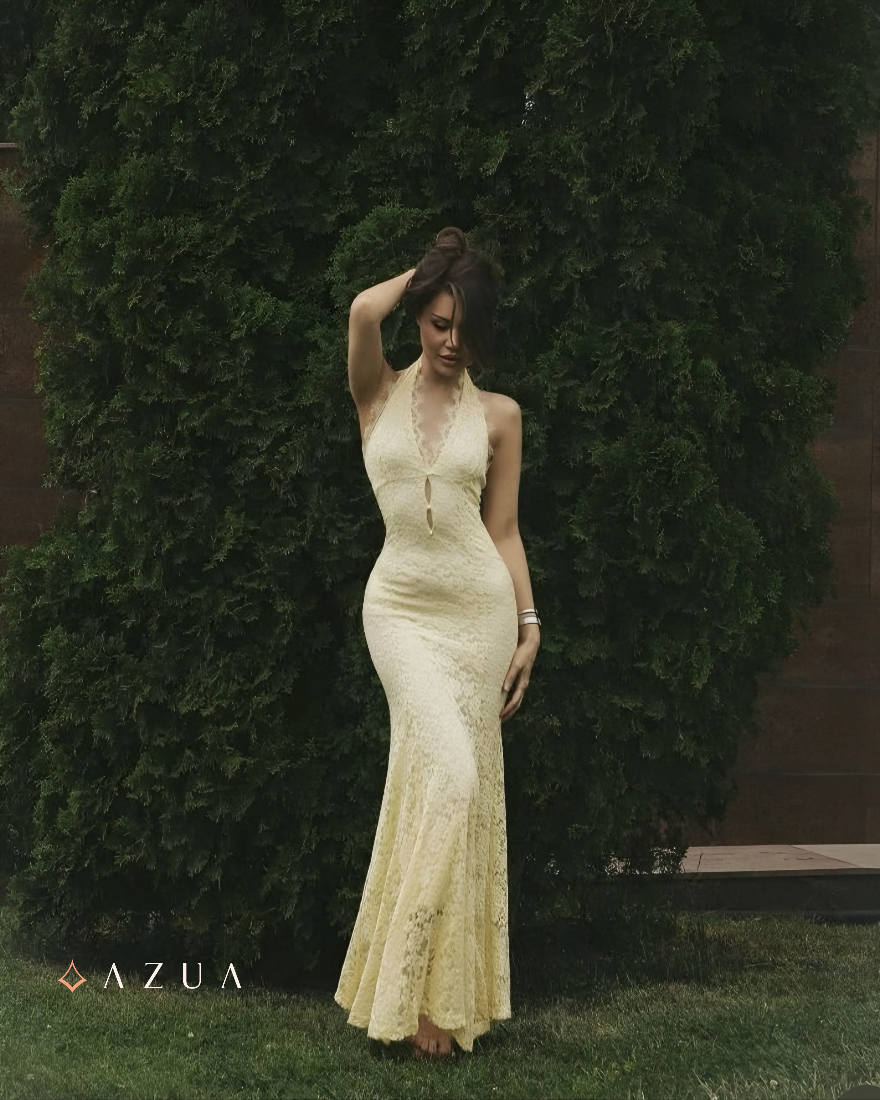Lace Halter Cutout Maxi Dress