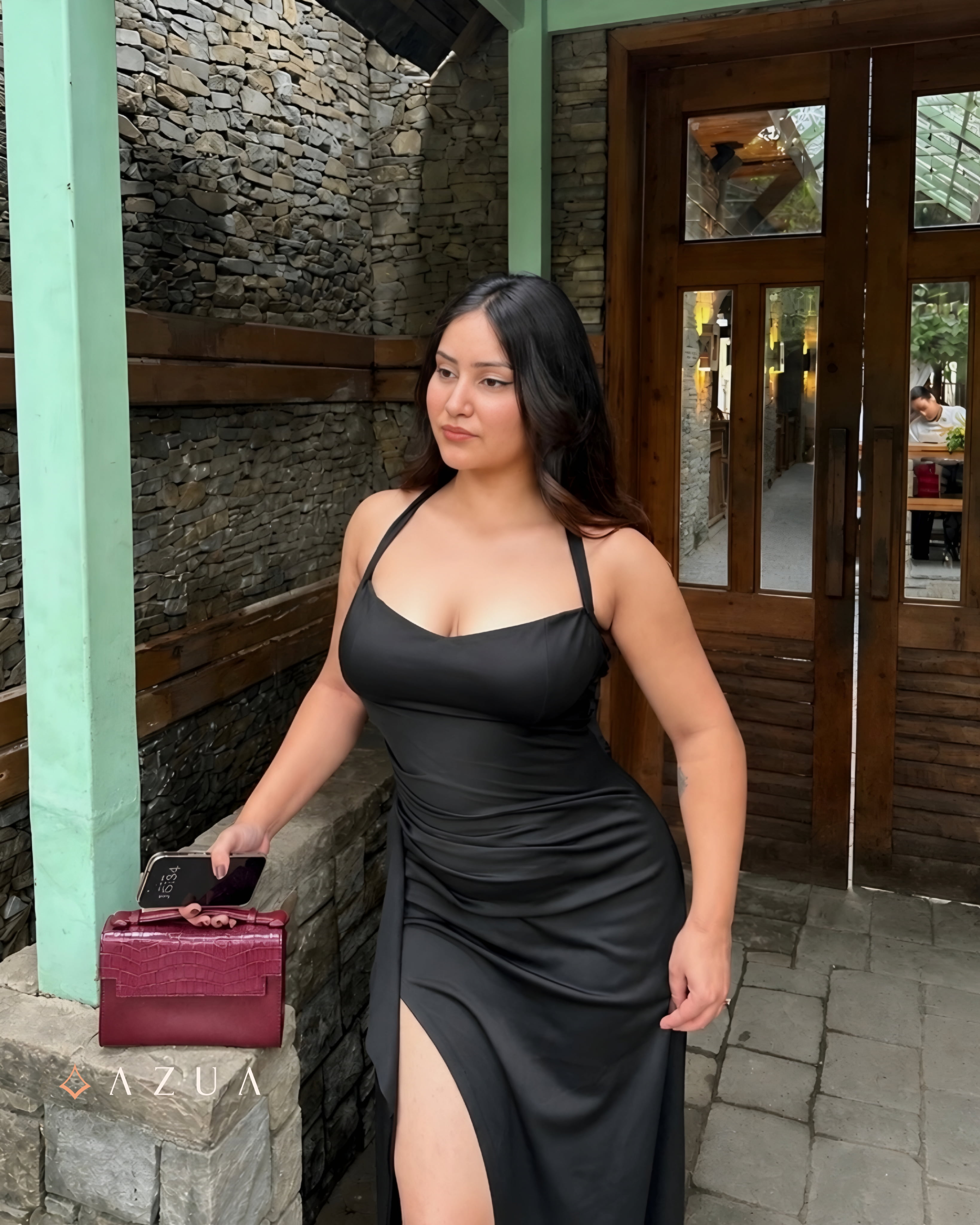 Halter Neck High Side Slit Maxi Dress_img_1