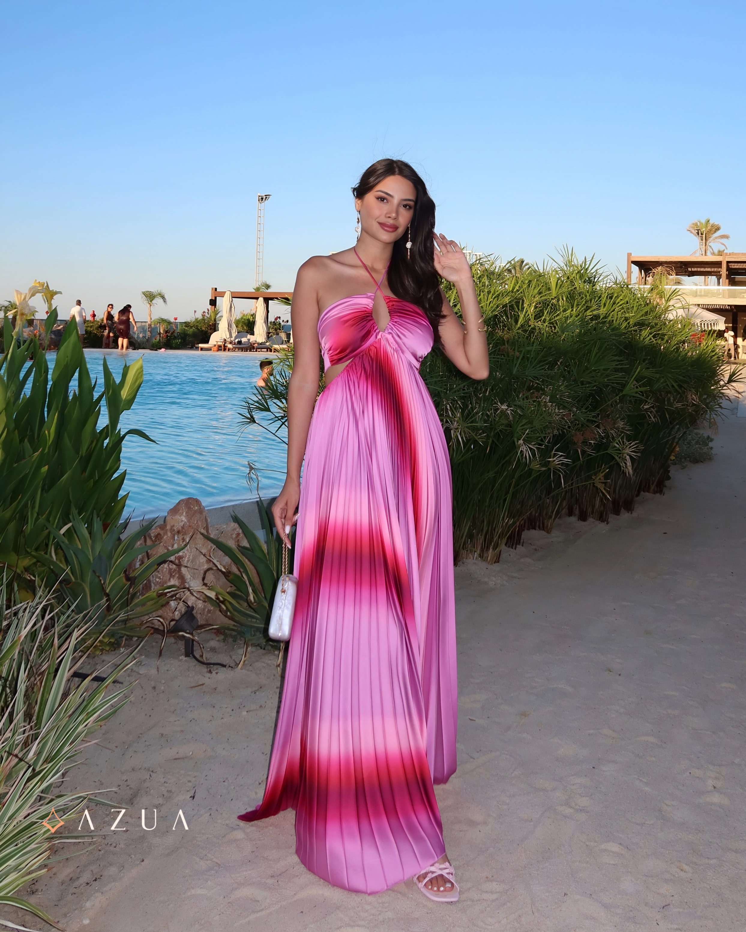 Hayley Pleated Gradient Cutout Dress_img_2