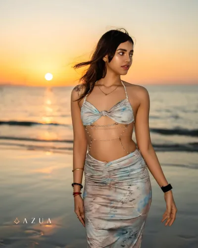 Gorix Chain Printed Dress In Mint Blue_img_1