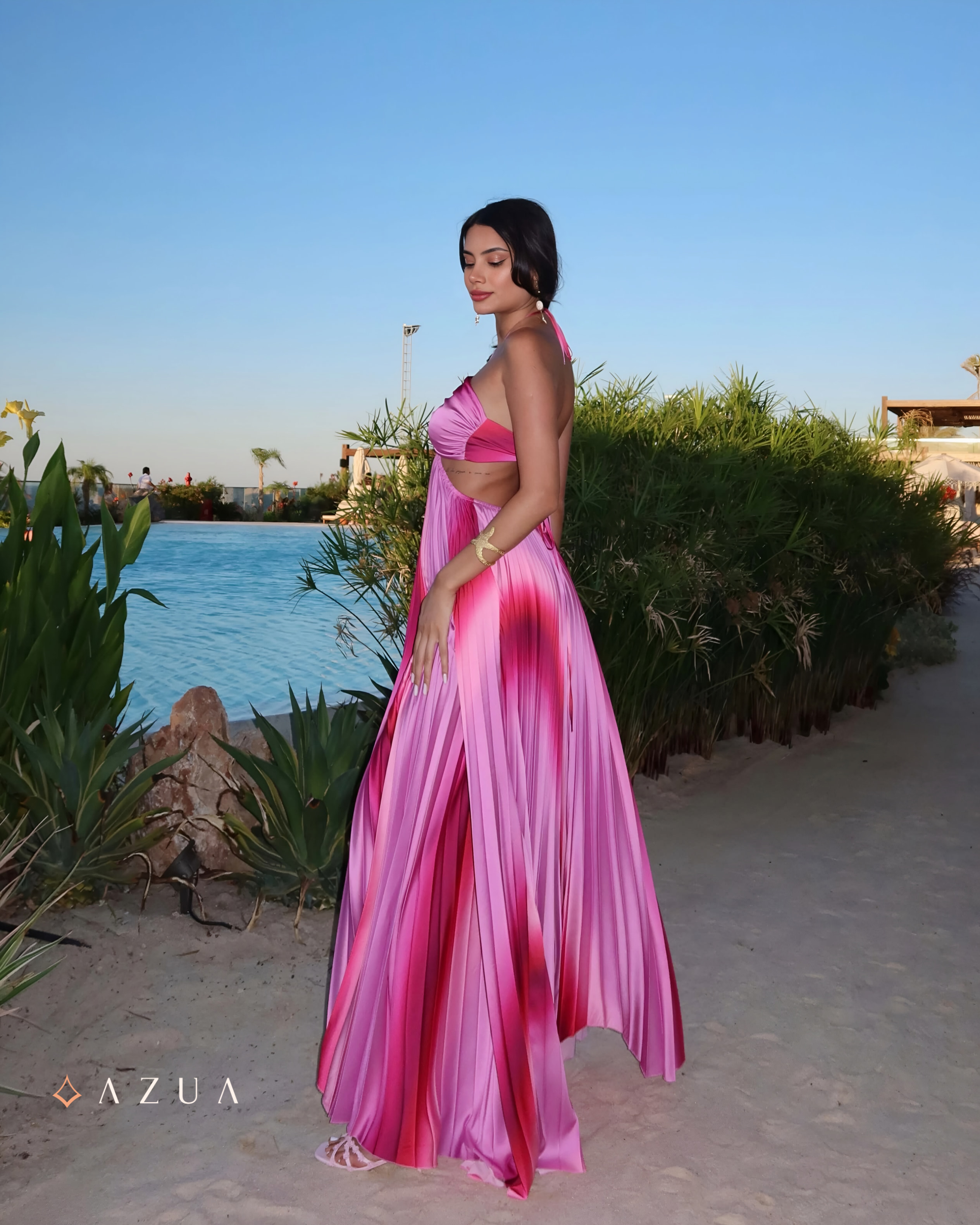 Hayley Pleated Gradient Cutout Dress_img_1