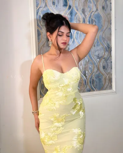 Floral Embroidered Party Gown- Yellow_img_2