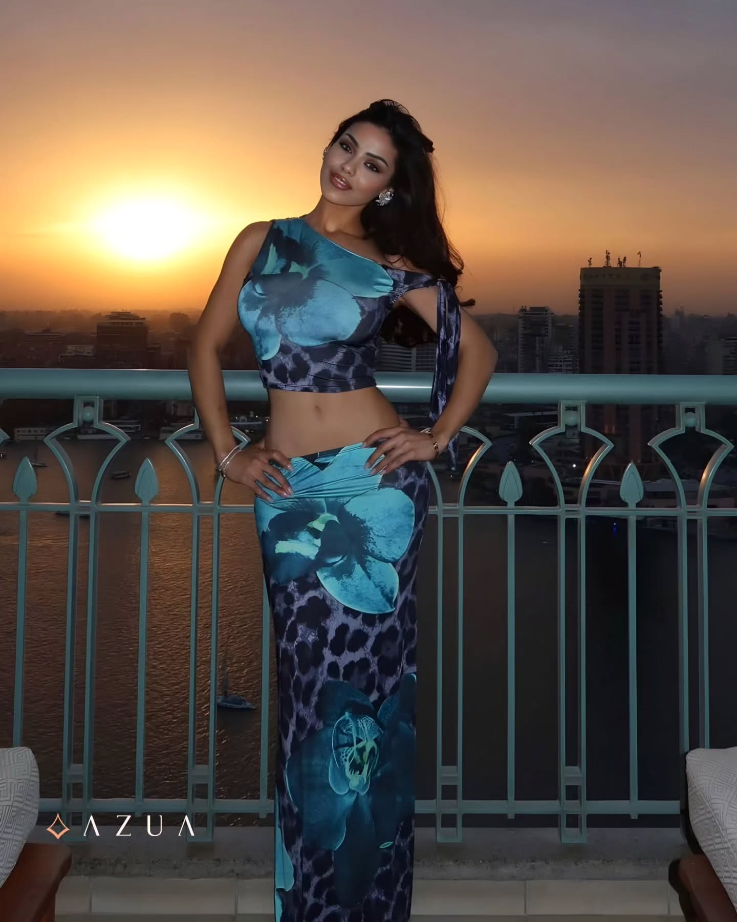 Olarion One Shoulder Floral Skirt Set_img_2