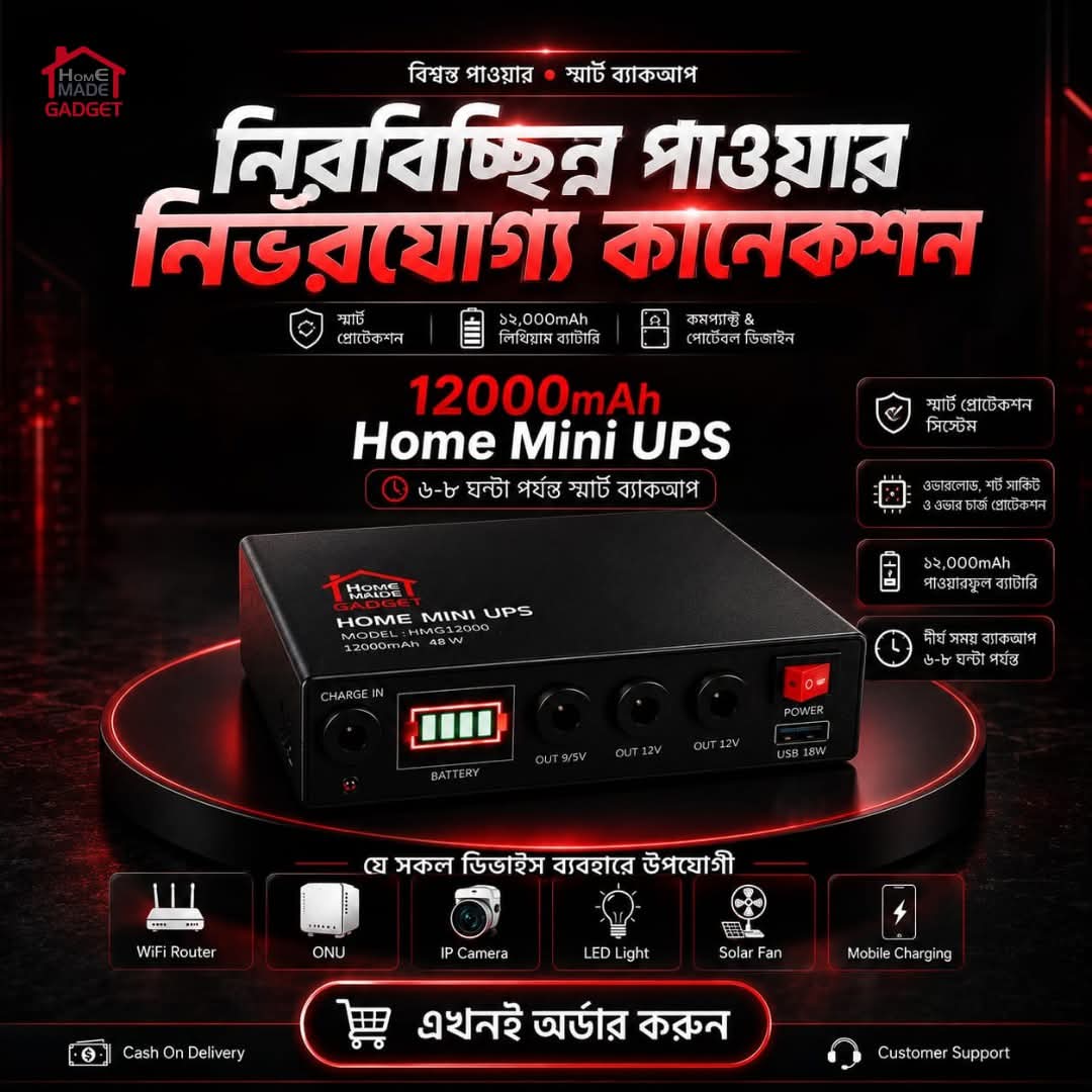 12000 mAh, , 6/7 Hours Backup|Home Mini UPS_img_0