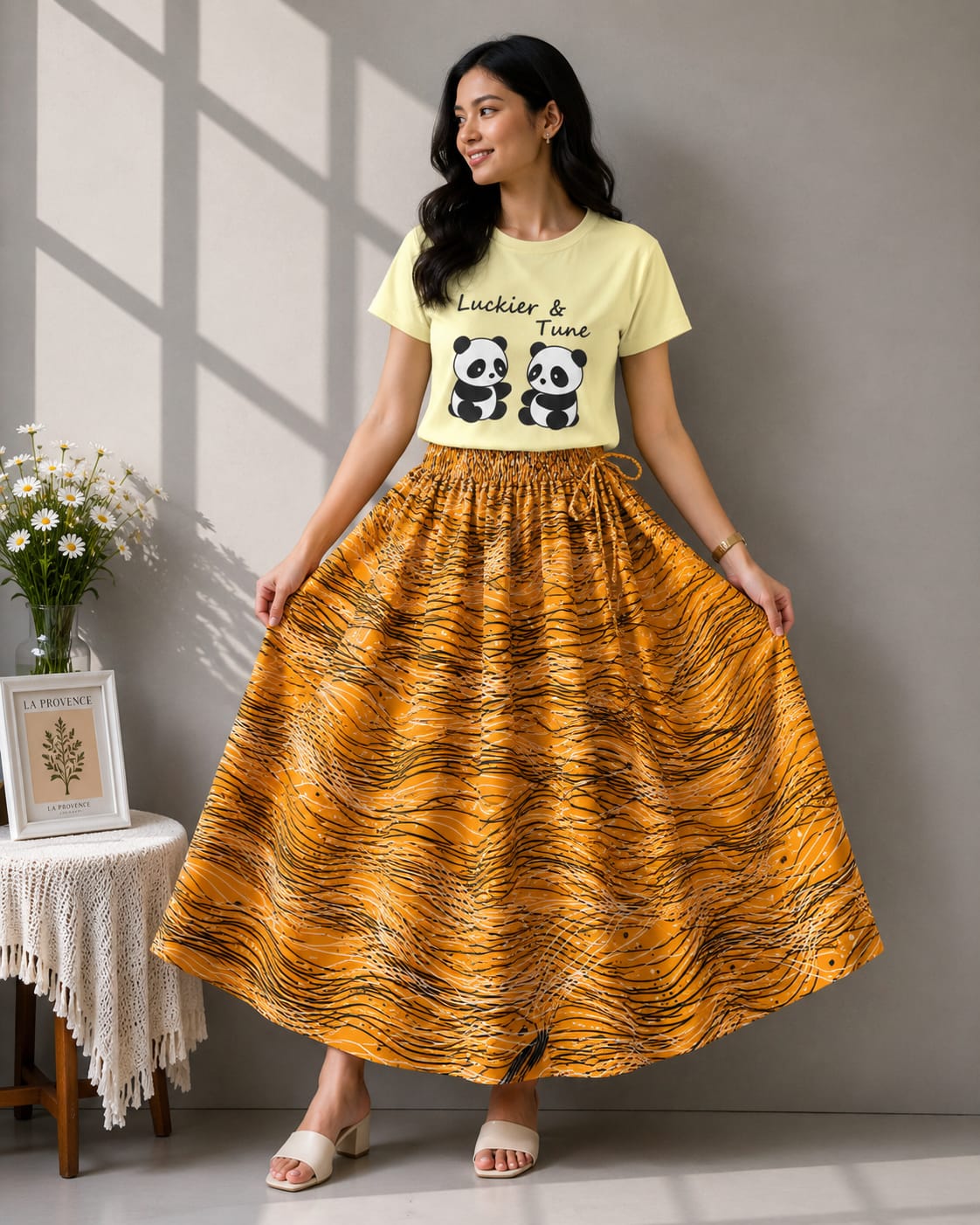 Linen Skirt and Tshirt Set