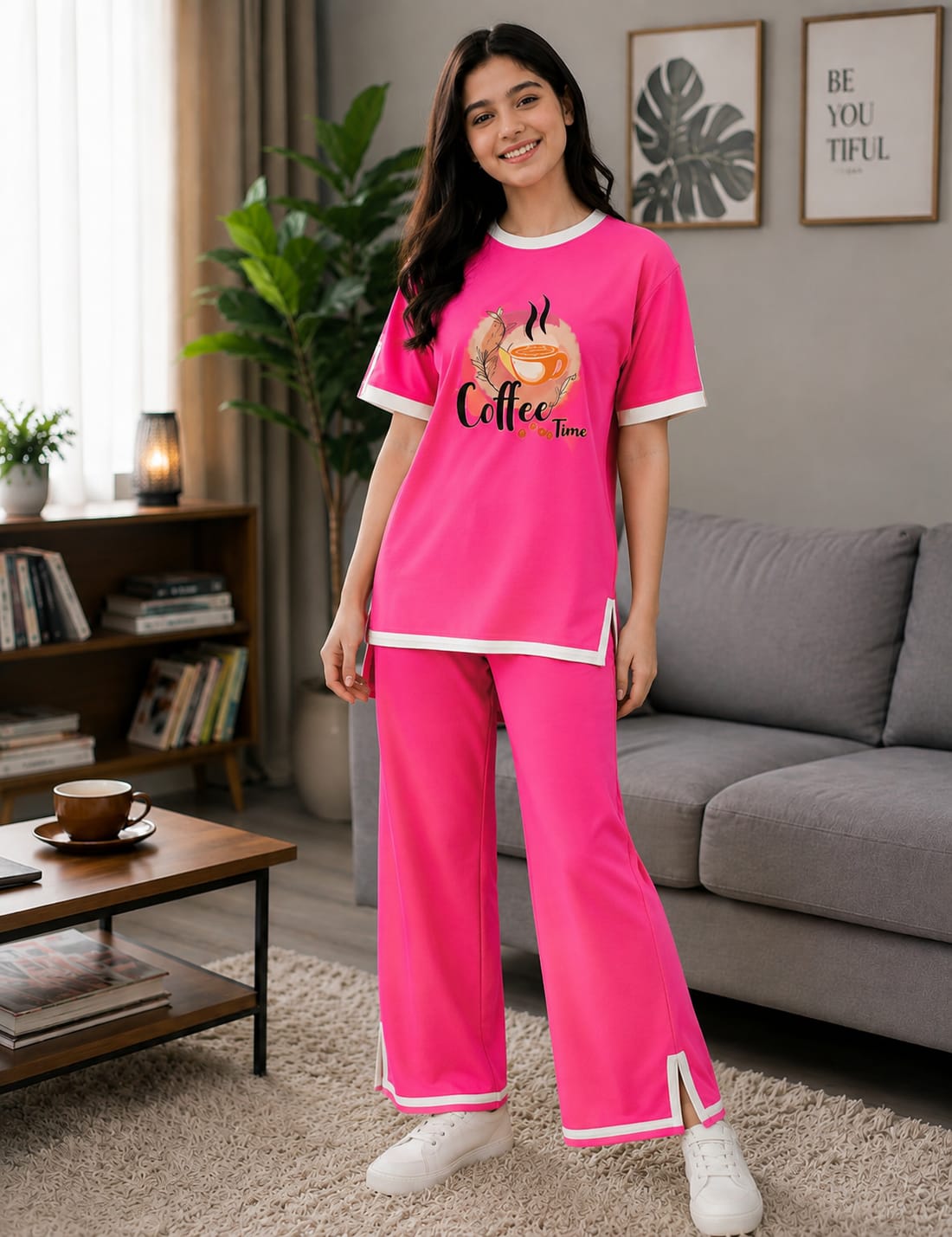 Ladies Half Sleeve T-Shirt & Pant Set_img_2