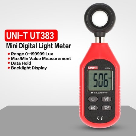 UNI-T UT383 | UT383BT Mini Light Meters, 0-199,900 Lux, 0-18,500 FC, MAX/MIN, Data Hold, Backlight; Model: UT383 | UT383BT