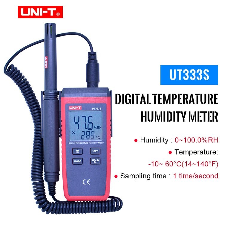 UNI-T UT333S Digital Temperature Humidity Meter | Split Type Design | Extendable Spring Cable | -10~60°C | 0~100%RH | Model: UT333S_img_2