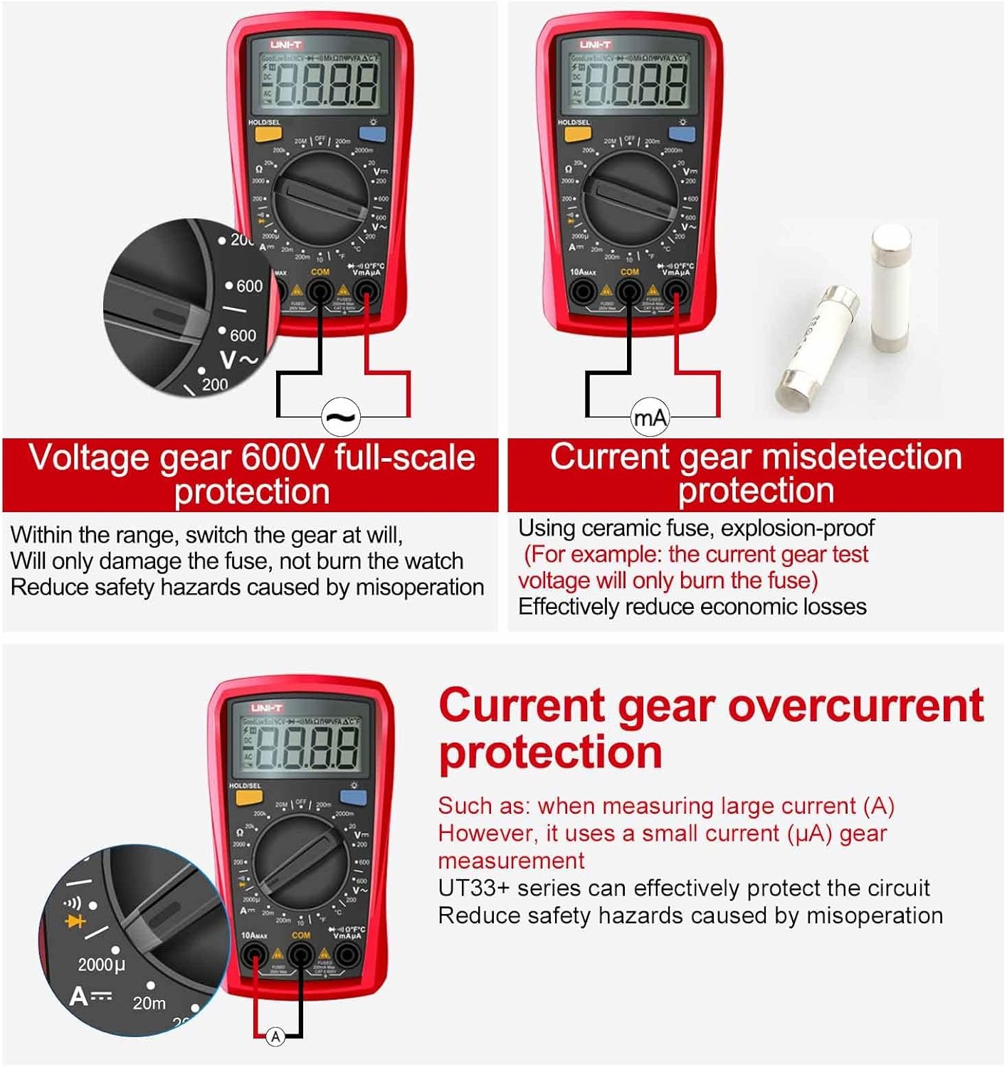 UNI-T UT33A+ Palm Size Multimeter | 2000 Counts | 2m Drop Test | CAT II 600V | Auto Range | Capacitance Test | Model: UT33A+_img_5