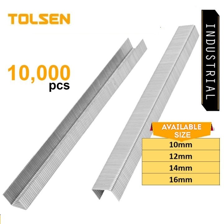 TOLSEN Crown Staple, 21GA, Galvanized, Sizes ( 10mm | 12mm | 14mm | 16mm); 10,000pcs per Box, Models: 73462 to 73465_img_0