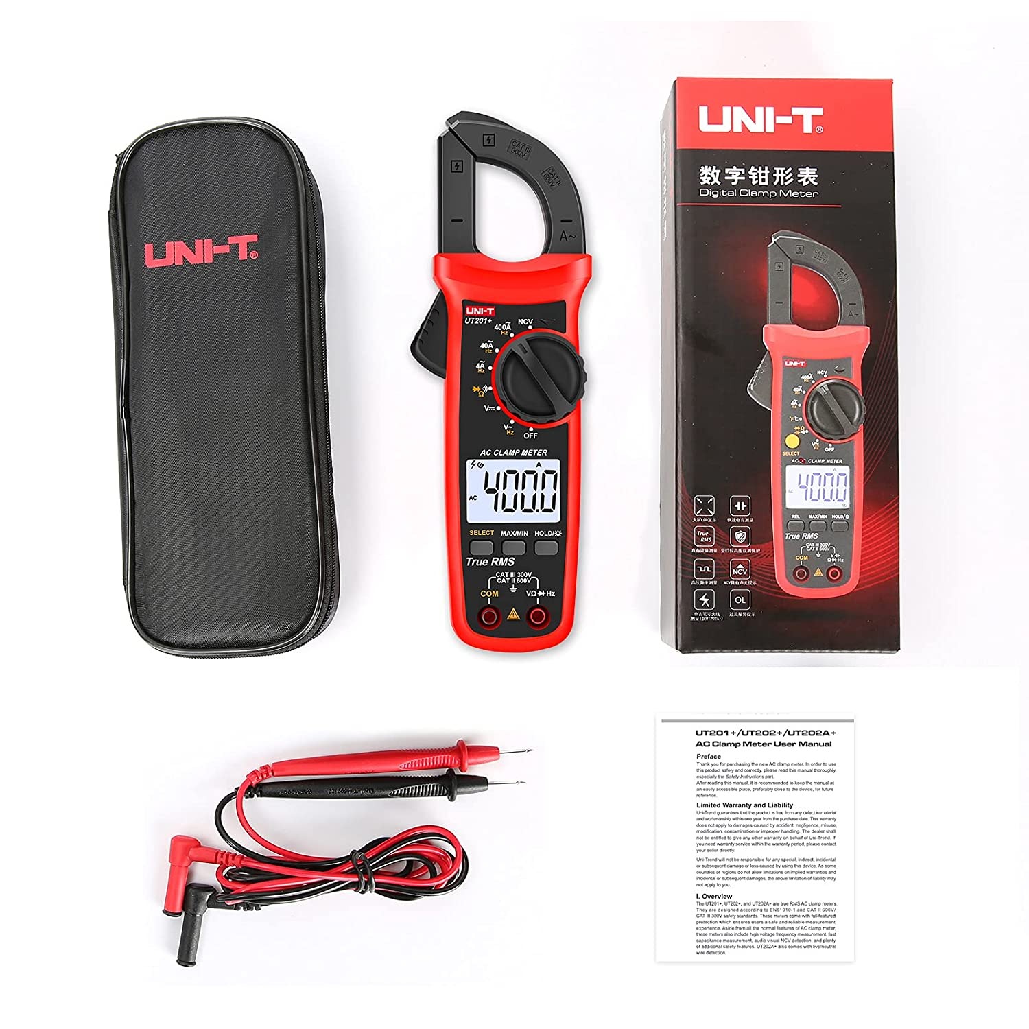 UNI-T UT201+ Digital Clamp Meter | 400A AC | True RMS | 4000 Counts | NCV | CAT III 300V | Model: UT201+_img_7