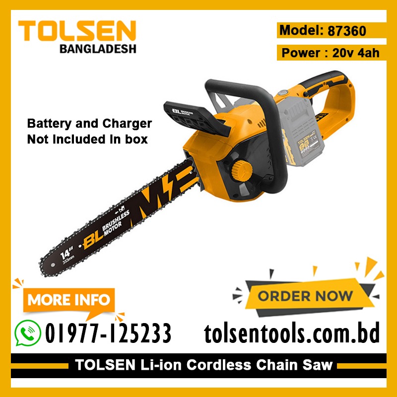 TOLSEN 87360, 14" Cordless Chain Saw 20V Li-Ion (Battery and Charger not Included), Model: 87360_img_1