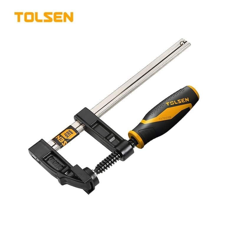 TOLSEN 10193 F-Clamp, 32" (800mm), Nickel Plated Bar, Black Finished Thread Bar, Two-Component Handle | Industrial Series | Model: 10193