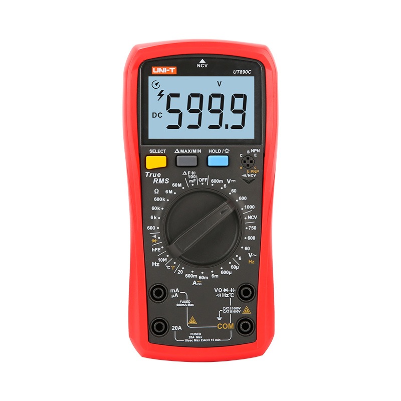 UNI-T UT890C True RMS Digital Multimeter | AC/DC | Manual Range | Temperature Measurement | NCV | CAT III 600V | Model: UT890C