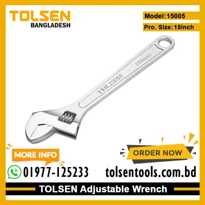 TOLSEN 15" Adjustable Wrench ( 375mm ) Nickle Chrome Finish, Professional Use Model 15005_img_1