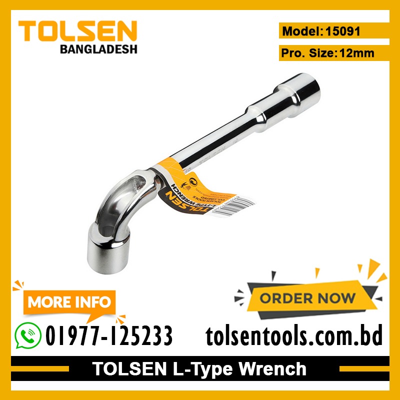 TOLSEN L-Type Wrench, ( 8 | 10 | 12 | 13 | 14 | 17 | 19mm), High Strength Metal | Mirror Polished Chrome Finish | Models: 15087 | 15089 | 15091 | 15092 | 15093 | 15096 | 15098_img_5
