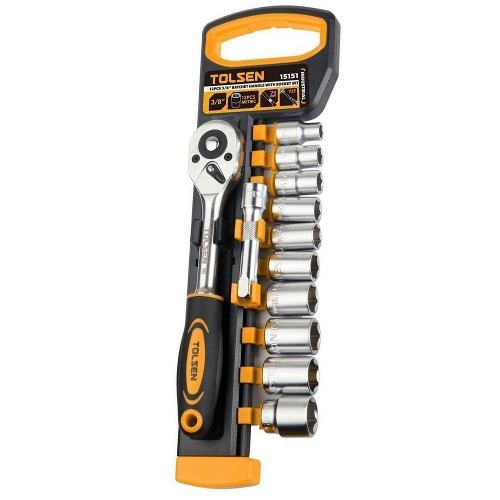 TOLSEN 15151 12Pcs 3/8" Drive Ratchet Handle with Socket Set, Quick Release, 72-Tooth, CrV Steel, Industrial Series; Model: 15151_img_3