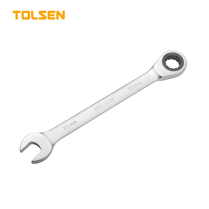 TOLSEN Ratchet Combination Spanner | Metric Sizes 8-32mm | Cr-V Steel | Chrome Plated | Satin Finish | Models: 15204 to 15228_img_1