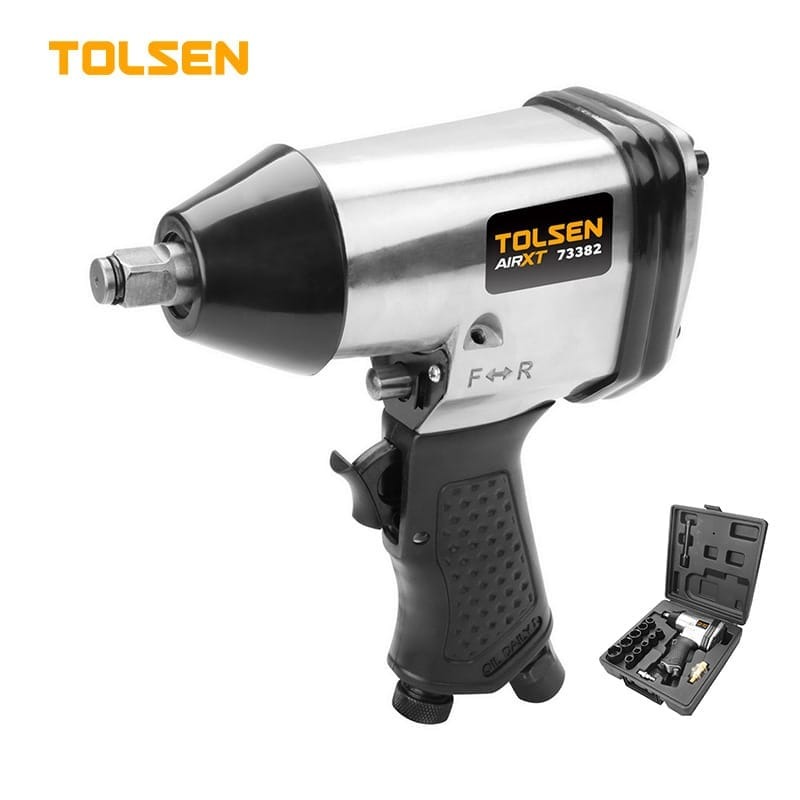 TOLSEN 73382 Air Impact Wrench Set 17Pcs, 1/2" Drive, 340Nm Torque, 7000 RPM, CE Approved – Pneumatic Tire & Bolt Fastening Kit, Model No: 73382