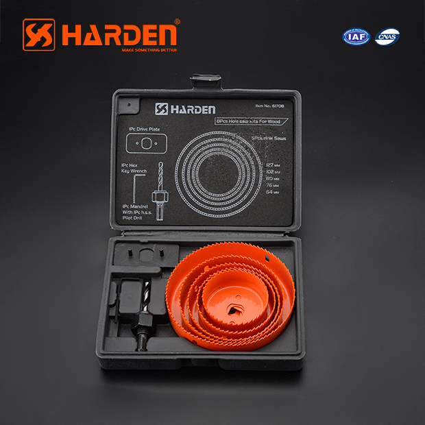 HARDEN 8 Pcs Hole Saw Set | High Carbon Steel | Variable Pitch Teeth | Model: 610545_img_1