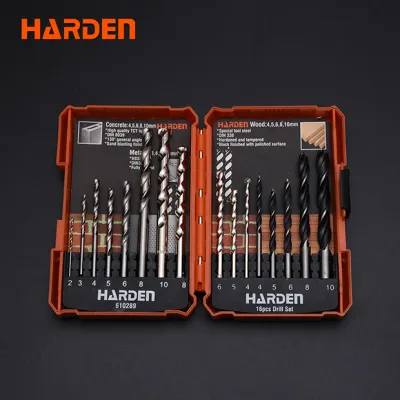 HARDEN 16 Pcs Multi-Material Drill Bit Set | HSS, Wood & Masonry Bits | For Metal, Wood, Concrete | Model: 610289_img_1