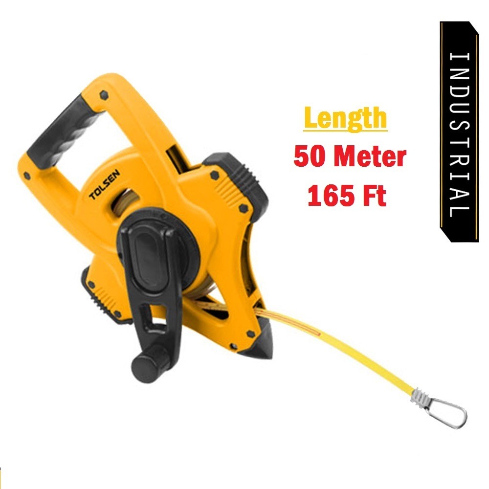 TOLSEN 35014 Steel Measuring Tape, 165ft (50m), Metric & Inch, 4:1 Fast Rewind, Ergonomic Handle | Model: 35014_img_0