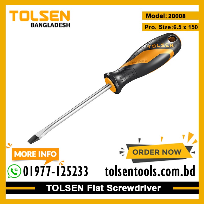TOLSEN Star Screwdriver (Phillips), PH1×100mm & PH2×150mm, CrV Steel, Two-Component Grip, Magnetic Tip, Black Finish | Models: 20007 | 20008_img_1