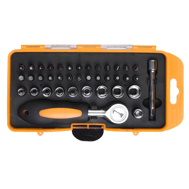 TOLSEN 20035 38Pcs Bit & Ratchet Socket Set | 1/4" Drive | Cr-V Bits | TPR Handle | Plastic Case | Model: 20035_img_2