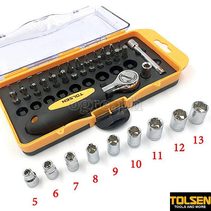TOLSEN 20035 38Pcs Bit & Ratchet Socket Set | 1/4" Drive | Cr-V Bits | TPR Handle | Plastic Case | Model: 20035_img_4