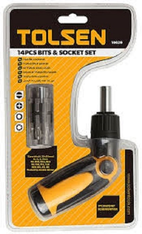 TOLSEN 20040 14 in 1 Ratchet Screwdriver | Includes Bit Holder | Phillips, Slotted & Torx Bits | 12 Bits | Model: 20040_img_2