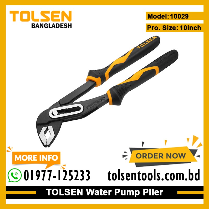 TOLSEN 10029 Water Pump Pliers | 10" (250mm) | Industrial GRIPro Series | CrV Steel | Black Finish | Model: 10029_img_2