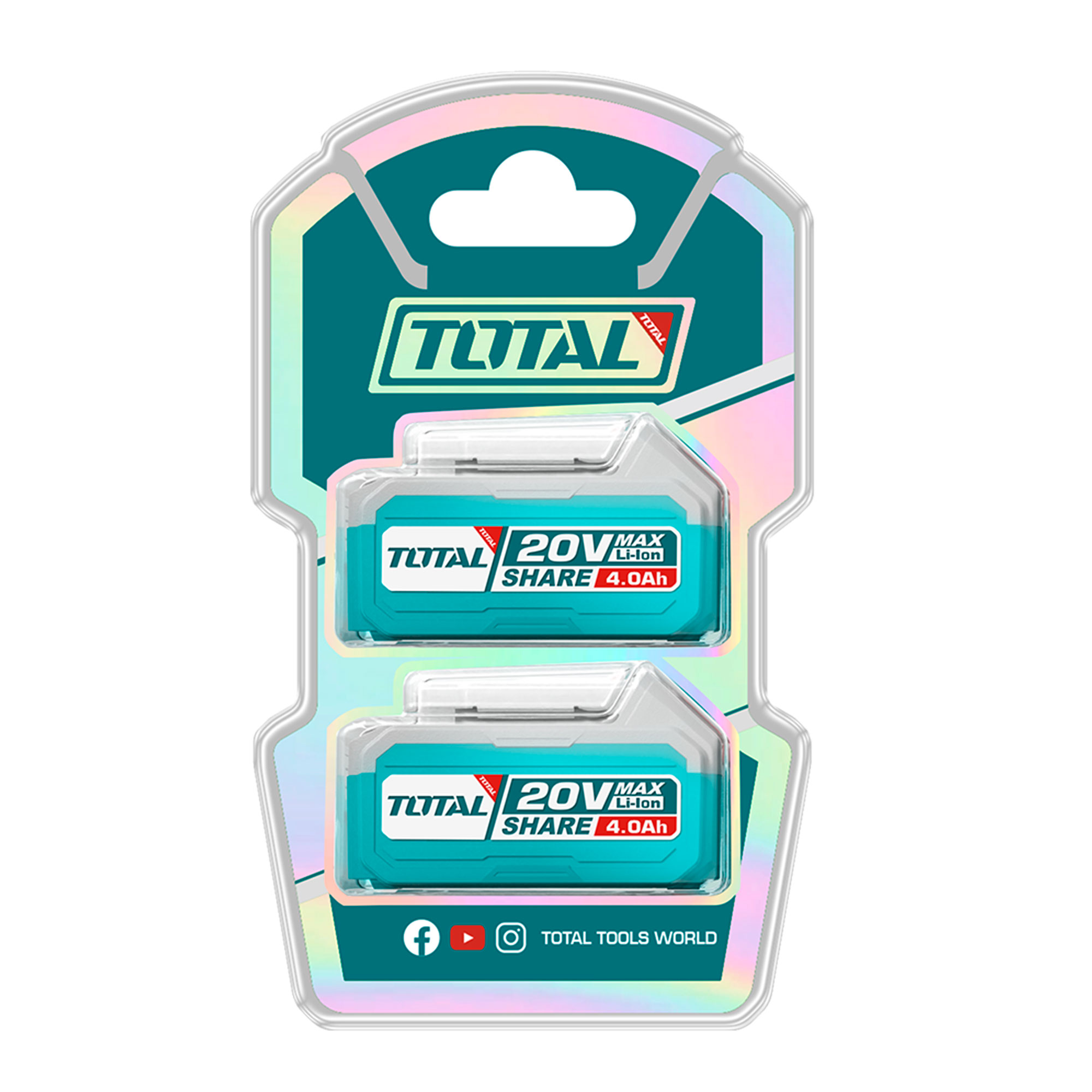 TOTAL TOSLI240312 Li-ion Battery Kit, 20V, 2 × 4.0Ah Batteries | Industrial | Model: TOSLI240312_img_1