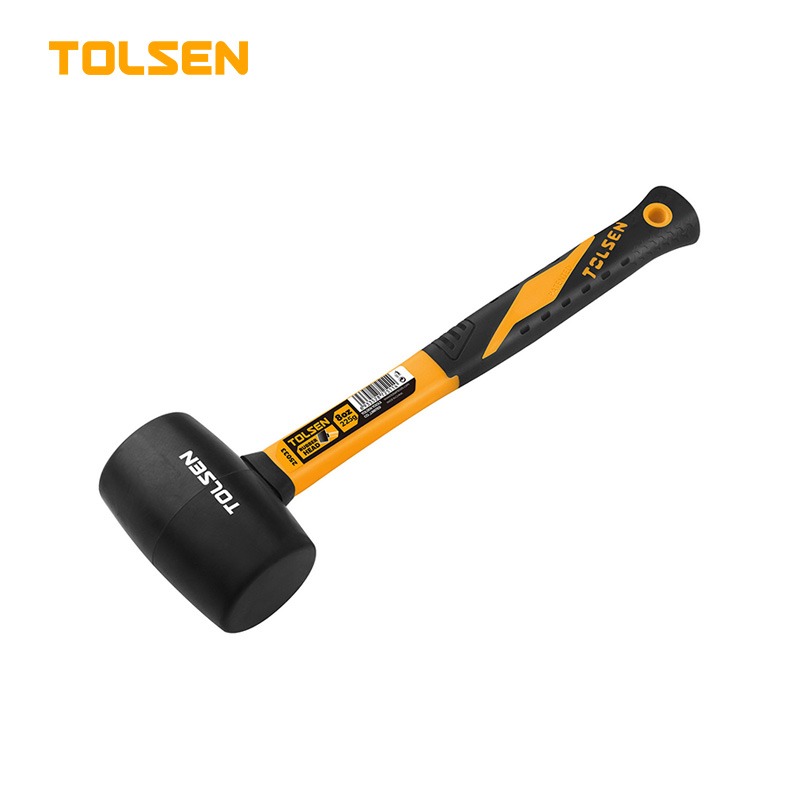 TOLSEN 25035 Rubber Mallet, 450g (16oz), Rubber Hammerhead, Fiberglass Handle | Model: 25035