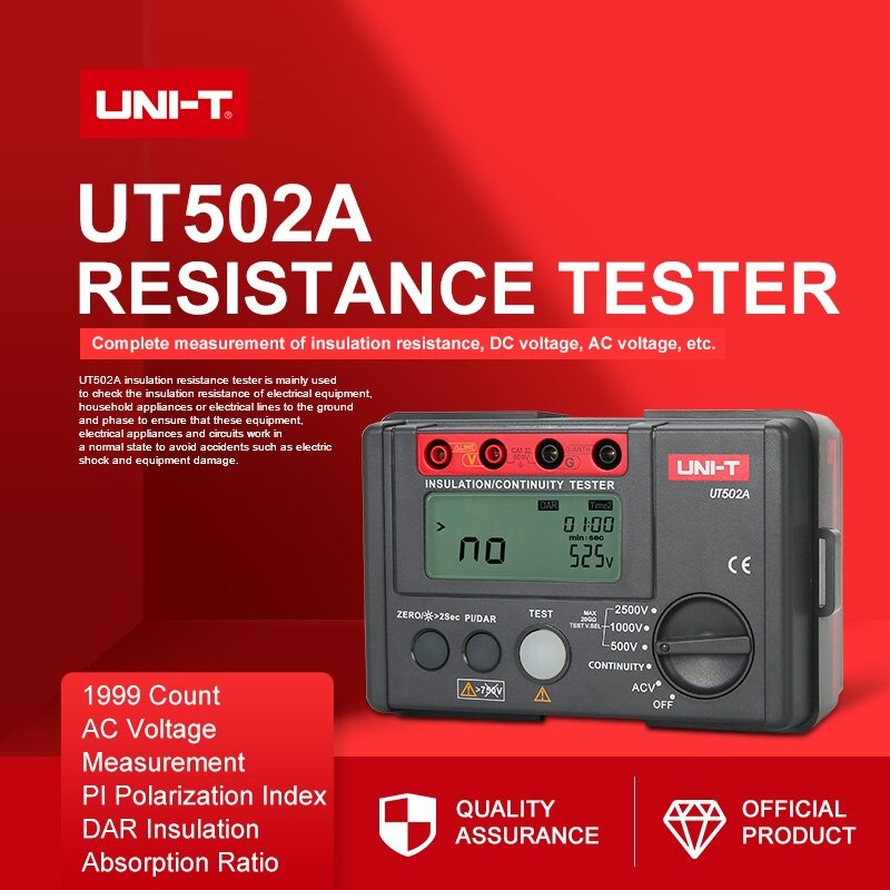 UNI-T UT502A Insulation Resistance Tester | 500V/1000V/2500V Test Voltages | PI & DAR Measurement | Auto Discharge | IEC 61557 Compliant | Model: UT502A_img_3