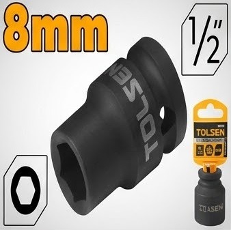 TOLSEN 1/2" Drive Impact Socket | 8mm to 32mm | Cr-Mo Steel | 6-Point | Industrial | Models: 18208 to 18232_img_1