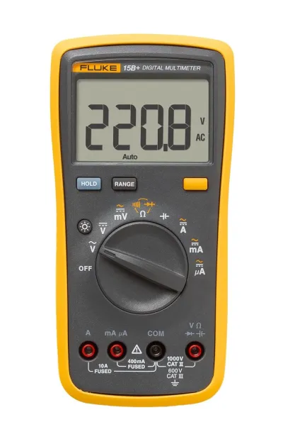 FLUKE 15B+ Digital Multimeter | AC/DC Voltage up to 1000V & 10A | CAT III 600V | Measures Resistance, Continuity, Diode, Capacitance | Backlit Display | Model: 15B+_img_2