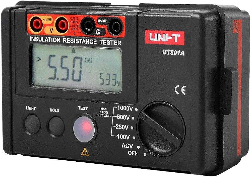 UNI-T UT501A Insulation Resistance Tester | 100V/250V/500V/1000V Test Voltages | PI & DAR Measurement | Auto Discharge | 2000 Counts | Model: UT501A_img_4
