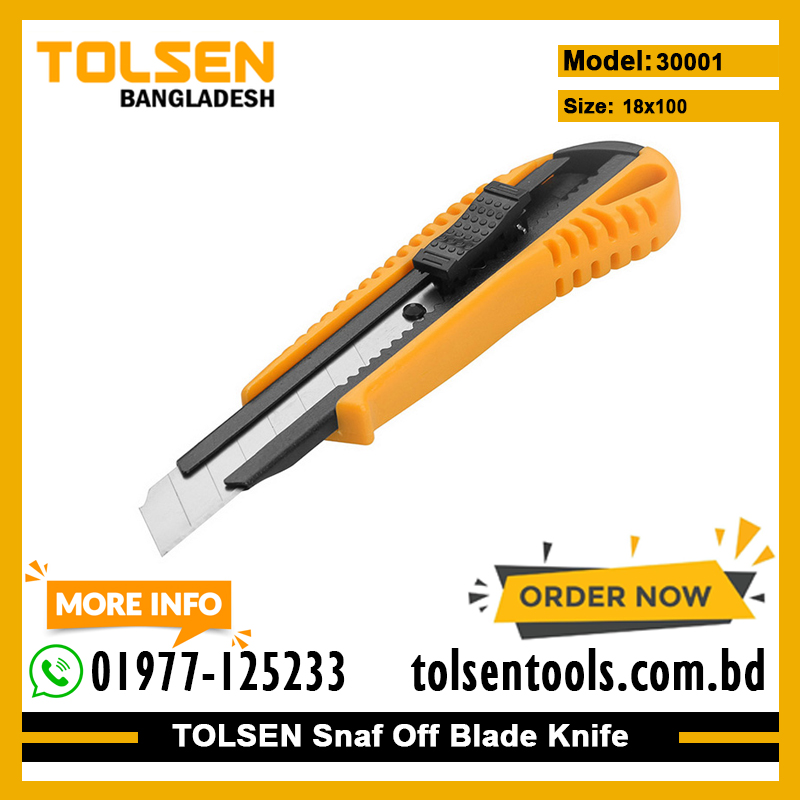 TOLSEN 30001 Snap-off Blade Knife, ABS Case, 18×100mm Blade, Flat Push Button | Model: 30001_img_1