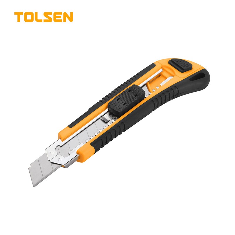 TOLSEN 30003 Industrial Snap-off Cutter | 18×100mm | ABS + TPR Case | 3 Blades Included | Flat Push Button | Model: 30003