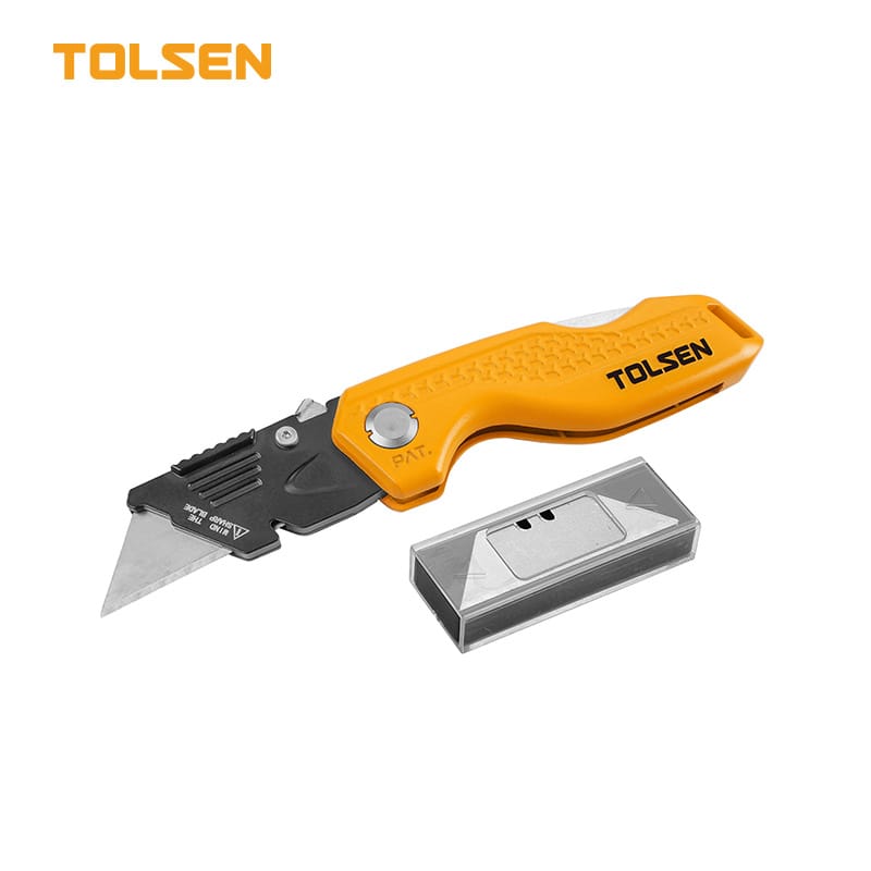TOLSEN 30007 Folding Utility Knife, Aluminum Handle, 5Pcs SK5 Blades, Quick-Change | Model: 30007