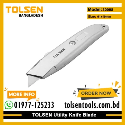 TOLSEN 30008 Retractable Utility Cutter (61x19mm) Aluminium Body Box Cutter Model: 30008_img_1